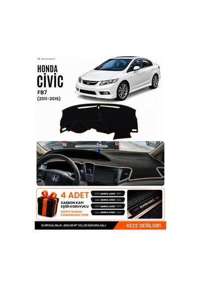 Honda Cıvıc Fb7 2011-2015 Uyumlu Torpido Örtüsü, Torpido Kılıfı - Siyah-bej - Ho011