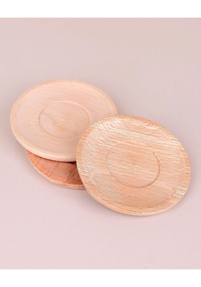 6 lı Ahşap Çay Tabağı Çay Tabak Yuvarlak 9,5cm