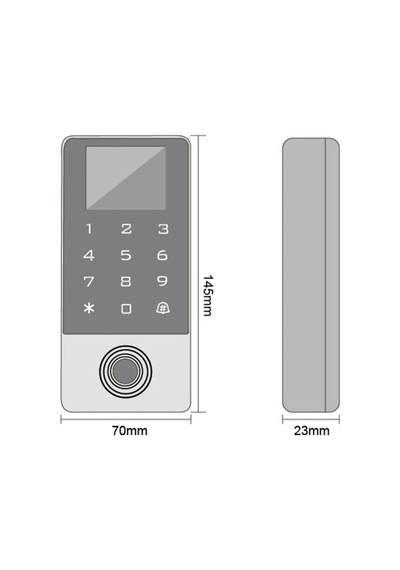 Sr-214 Lcd Em-w Ip68 Parmak İzi Kart Şifre Okuyucu Lcd Ekranlı Metal Kasa 125 Khz 3 Adet