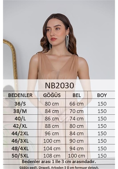 Neşeli Butik Kadın Gold Drapeli Tül Abiye Elbise Nb2030 Sarı