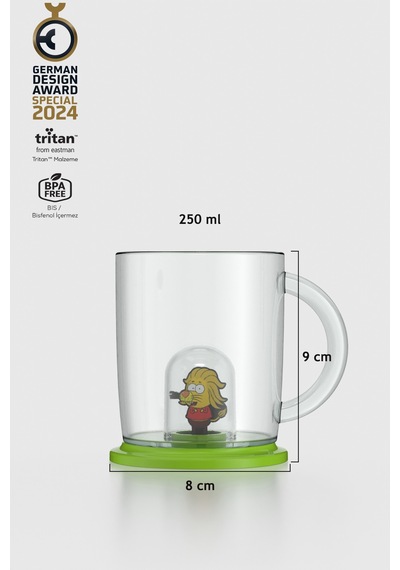 Renga Joy Kral Şakir Remzi Figürlü 250 Ml Kulplu Tritan Bardak 222038 Yeşil Yeşil