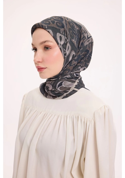 Silk Home Dört Mevsim Antik Motif Viskon Velora Eşarp 6419 Antrasit