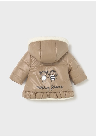 Kız Bebek Çift Taraflı Peluş Mont 2404 Bej