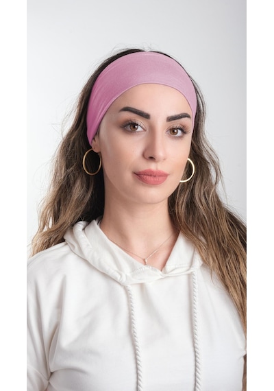 Hürrem Bone Pudra Bandana Saç Bandı Viskon Düz 3012 06 Pudra