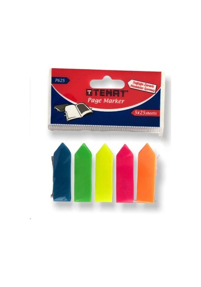 Temat P-625 45x12 İndex Yapışkanlı Ayraç 5 Renk Poşette,25 Yaprak