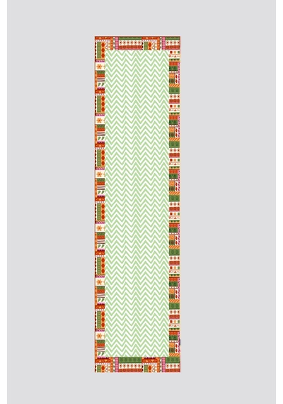 Tropikal Desenli Runner 40x140cm Yeşil