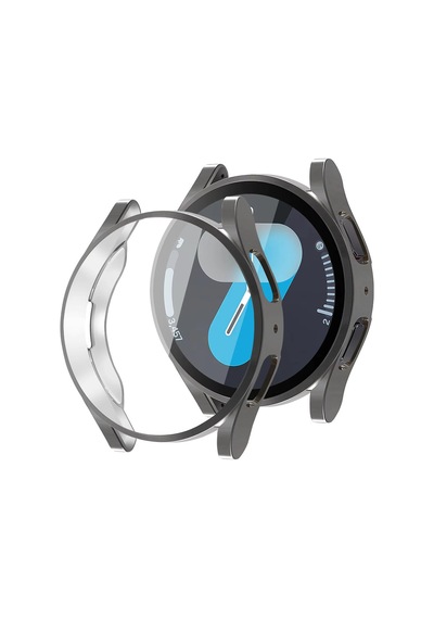 Forzacase Samsung Galaxy Uyumlu Watch 7 44mm İle Önü Kapalı Ekran Korumalı Silikon Kılıf Fc010 Siyah