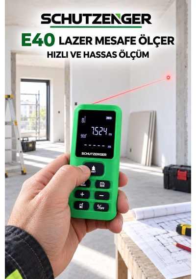 E40 Lazer Mesafe Ölçer 80 Metre Dijital Hassas Ölçüm Cihazı Çok Fonksiyonlu Yeşil Dwr