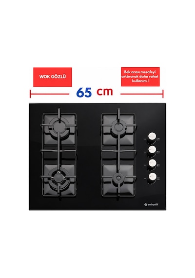 Eminçelik & AFM A50 FM7700 + 1240B Wok65 + FM5300 Turbo + Soğutma Dijital Siyah Ankastre Set