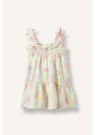 Defacto Floral Askılı Elbise Kız Bebek H8454a526hswt47 Beyaz-wt47