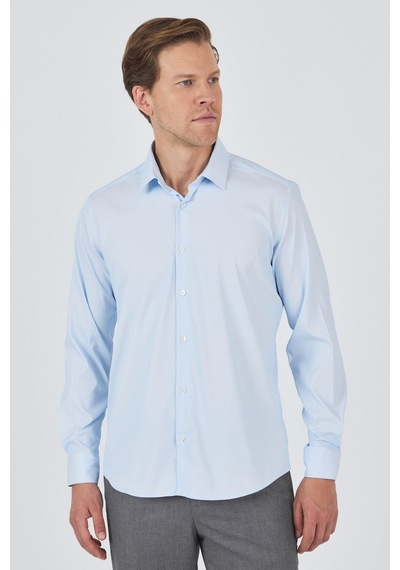 İmza Beyaz Sert Yaka Cepsiz Gabardin Uzun Kol Slim Fit Esnek Gömlek 1004250229 Beyaz