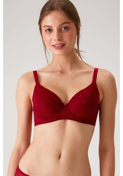 Pierre Cardin Kadın Bordo 6224 Balenli Desteksiz Dantelli Toparlayıcı Sütyen Bordo