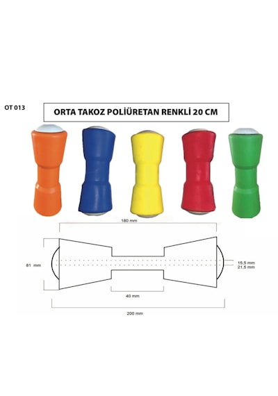 Tekne Römorku Poliüretan Orta Makara Takozu 20 Cm Sarı Renk