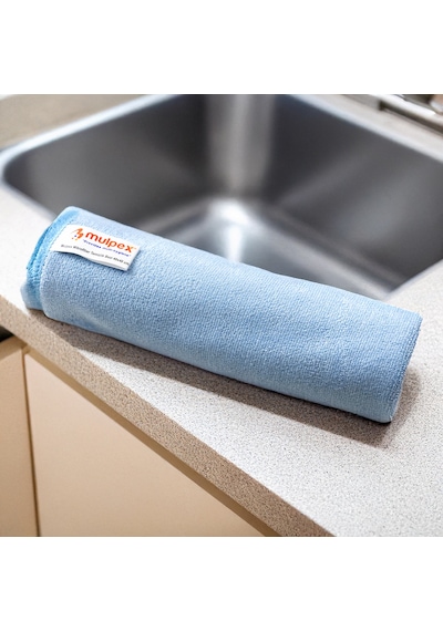 Mulpex Mikrofiber Temizlik Bezi 10 Adet - 40x40 Cm, 375 Gsm, Parlak Dokulu, 60 Gr 2, Yüksek Emici, İz Bırakmaz Mavi