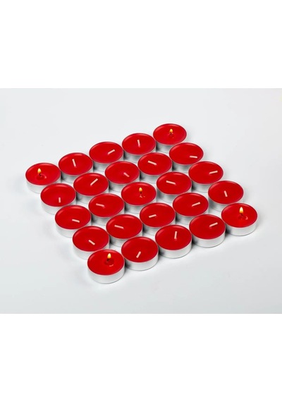 Tealight Mum - Kırmızı Küçük Yuvarlak Yılbaşı Yer Ve Masa Mumu 20