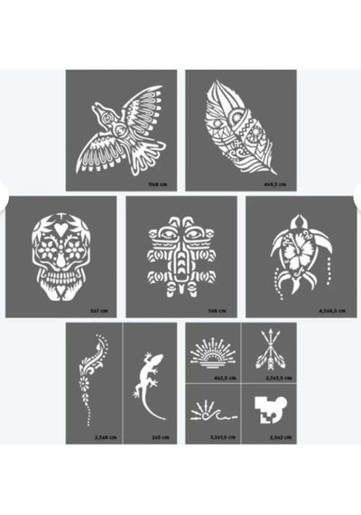 One Spray Tattoo City Pack - Tulum Stencil Set 7 Designs Diğer