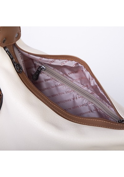 Nas Bag Çok Gözlü Kadın Omuz Ve Çapraz Çanta 33x25 Cm Krem Taba Victoria