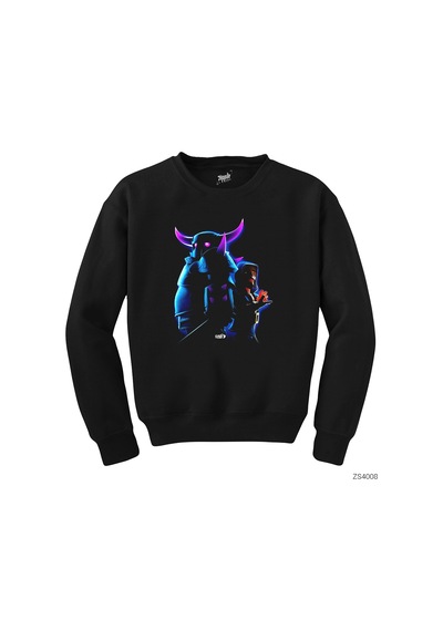 Clash Of Clans Büyücü Ve Pekka Siyah Sweatshirt
