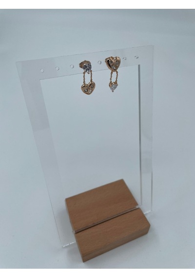 Xbaby Taşlı Kalpli Vıp Çelik Gold Küpe Gold
