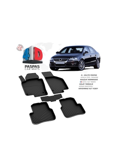Vw Passat B6 4d Araca Özel Havuzlu Kauçuk Paspas 2005-2010