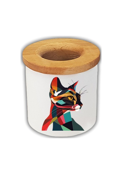 Modern Kedi Baskılı Kalemlik Kalem Kutusu Beyaz