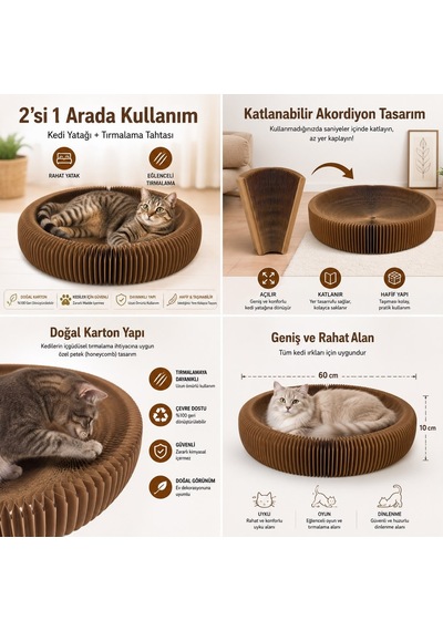 Majo Katlanabilir Yataklı Karton Tırmalama