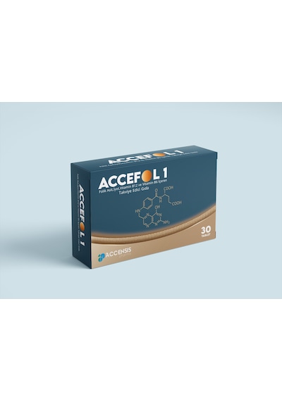 Accensis Pharma Accefol 1 Folik Asit İyot Vitamin B12 ve Vitamin B6 İçeren Takviye Edici Gıda 30 Tablet