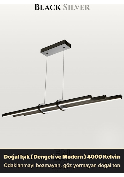 Cosmo Silver Lineer Led Sarkıt Avize Kumandalı Dim Edilebilir Yukarı & Aşağı Işık Doğal Işık