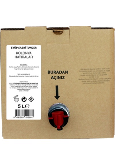 Eyüp Sabri Tuncer 68 Derece Hatıralar Kolonyası Bag in Box 5 L