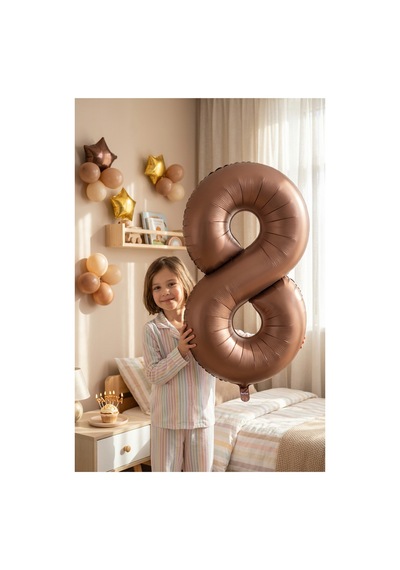 Çikolata Kahverengi Retro Rakam 8 Folyo Balon 32 İnç 8 Yaş Doğum Günü Vintage Konsept Parti Sayı Dekorasyon Balonu Çok Renkli