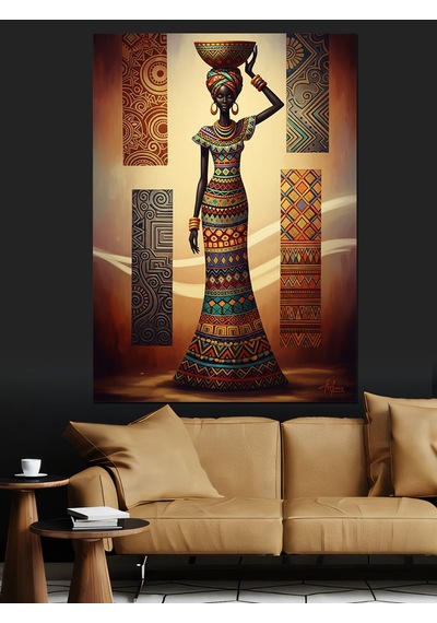 Ahşap Tablo Afrikalı Kadın Tribal Sanat
