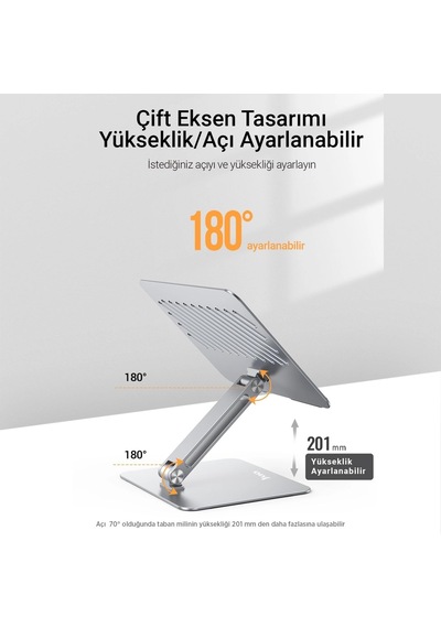 Lexroo Juo Alüminyum Notebook Standı Yükseklik Ve Eğim Ayarlı Erg