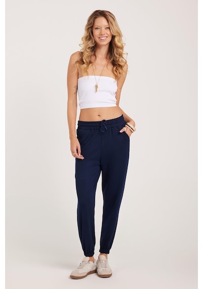 Tudors Kadın Relax Fit Rahat Kesim Modal Kumaş Beli Bağlamalı Lastikli Jogger Lacivert Eşofman Altı-39588 Tudors Kadın Relax Fit Rahat Kesim Modal Kumaş Beli Bağlamalı Lastikli Jogger Lacivert Eşofman Altı-39588