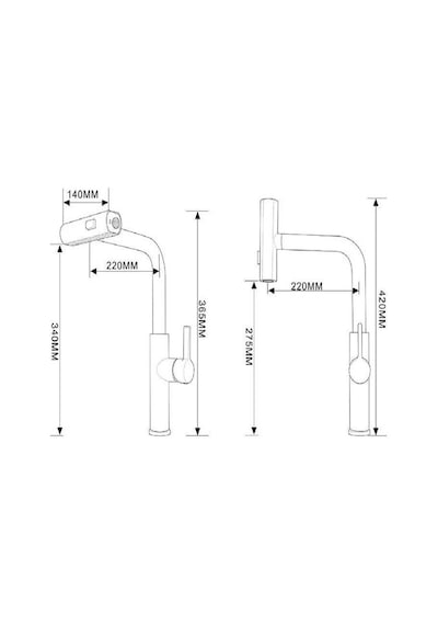 Rena Design Çok Modlu Siyah Mutfak Evye Bataryasi Spiralli Çek Birak Başlik Yağmurlama