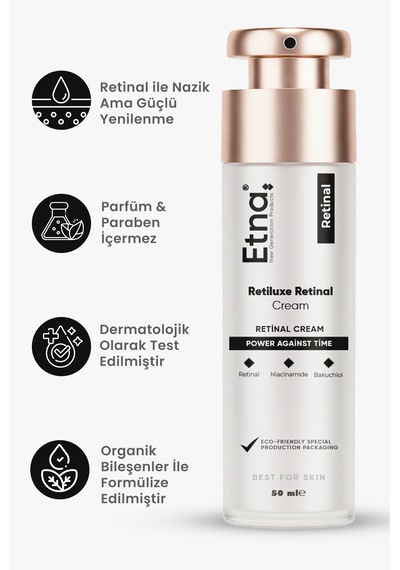 Etna Pharma Retiluxe Kırışıklık Ve Yaşlanma Karşıtı, Aydınlatıcı, Anti-aging Retinal Krem 50 Ml