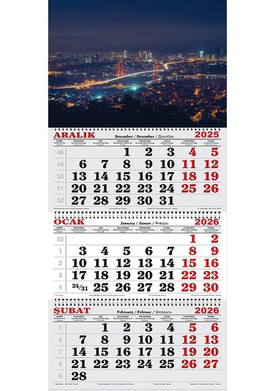 2026 Yılı Gemici Takvimi-gece Işıkları Ve Boğaz Köprüsü