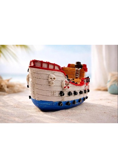 Vintage Korsan Hazine Gemisi Kitap Desteği El Yapımı Reçine Pirate Treasure Ship Bookend, Ev & Ofis Dekoru