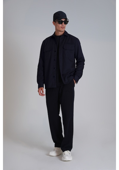 Lufian Lara Erkek Basic Gömlek Slim Fit Lacivert Lacivert 112010656100200