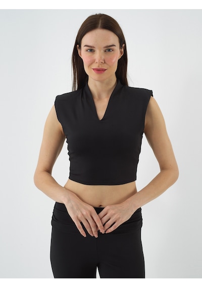 Xint Siyah Esnek Dokulu Regular Fit Bluz 602531