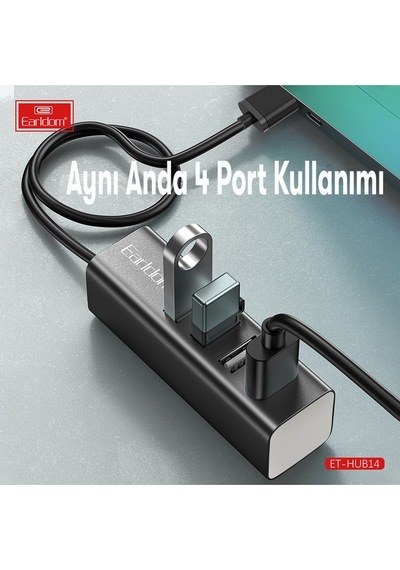 Earldom Hub14 Tak Çalıştır 4lü Usb Çoklayıcı - Siyah M414