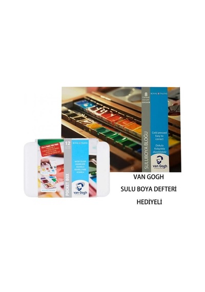 Talens Van Gogh Tablet Sulu Boya Seti 15 12+3 Renk + 24x32 Cm. 300 Gr. 8 Sayfa Defter Hediyeli Çok Renkli