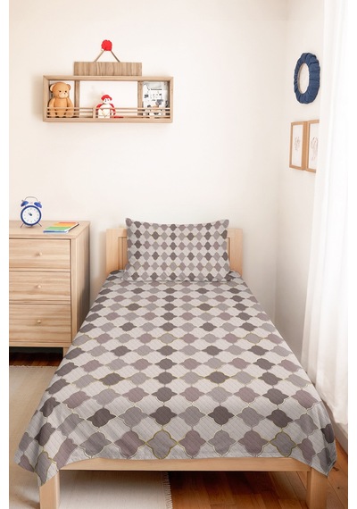 Gri Geometrik Modern Genç Odası Tek Kişilik Pike Takımı-vizon Ekru 160x220 Cm Kapitone Yatak Örtüsü Mahmur Kül Melodisi