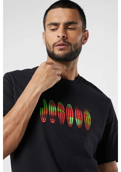 Nike Jordan Mvp Flight Remix Ss Crew Mens Tee Erkek Günlük Pamuklu Tişört Siyah Siyah