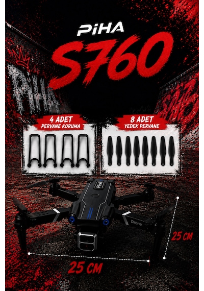 S760 Drone 2Batarya&25Dakika Uçuş 480p Kamera Taşıma Çantalı Drone