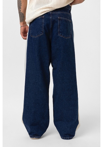 Vamos Yan Şeritli Baggy Fit Jean Mavi