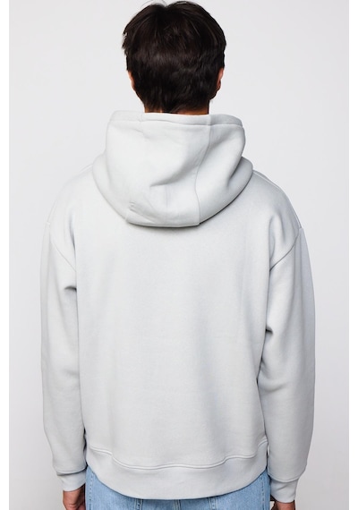 Tudors Oversize Pamuk Kapüşonlu Basıc Taş Rengi Unisex Sweatshirt-28984-taş Taş