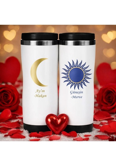 Bk Gift Kişiye Özel Çift Sevgili Tasarımlı İkili Çelik Termos Bardak -5, Sevgiliye Hediye, Sevgililer Günü Hediyesi Kobitmeyencom36285 Bk Gift Renkli