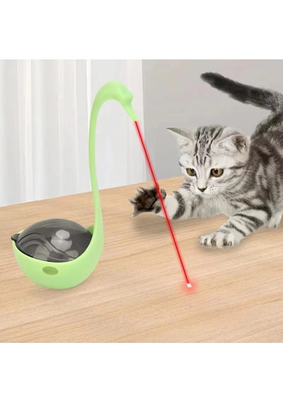 17.5 Cm Yeşil 1 Adet Kullanıma Uygun Kuğu Şeklinde Lazerli Kedi Oyuncağı