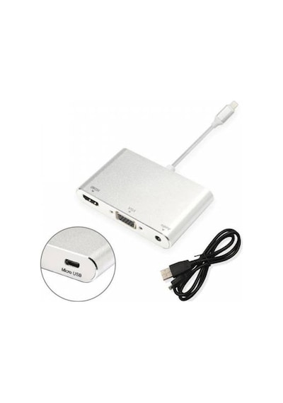 Polham Apple Uyumlu iPhone Ve iPad Vga Av Audio Kablosu Dönüştürücü