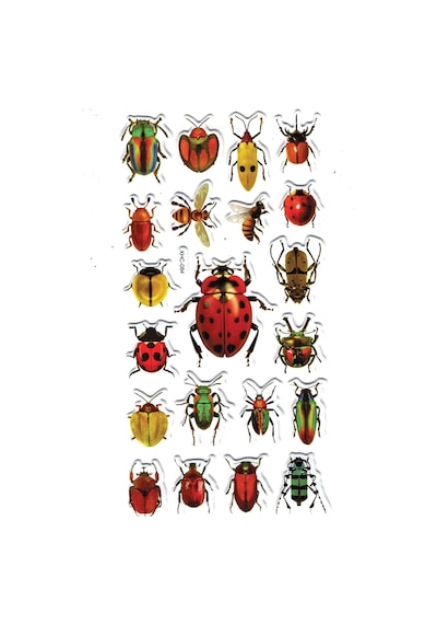 Sticker Kabartmalı Stiker Çıkartma Etiket Xhc084 -18x9 Cm- Renkli Böcekler Çok Renkli